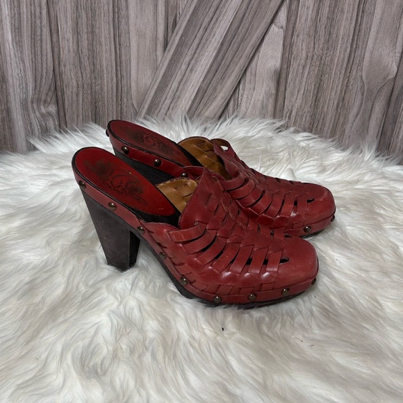 Nine West Shoes - Nine West Red Leather Woven Mules-7.5